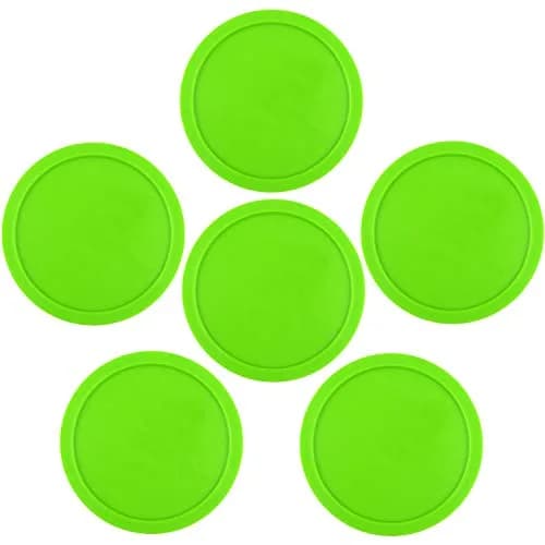 ONE250 Green Air Hockey Pucks (6 Pcs, 3.25 inch Diameter) | Durable ABS Replacement Accessories for Standard Game Tables thumbnail 4