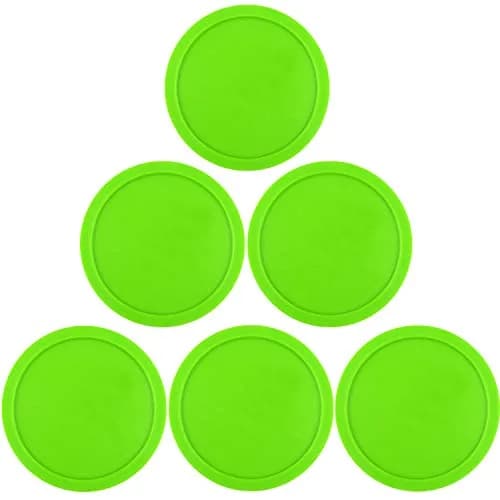ONE250 Green Air Hockey Pucks (6 Pcs, 3.25 inch Diameter) | Durable ABS Replacement Accessories for Standard Game Tables thumbnail 1