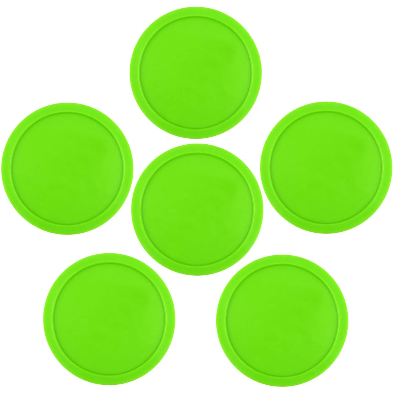 ONE250 Green Air Hockey Pucks (6 Pcs, 3.25 inch Diameter) | Durable ABS Replacement Accessories for Standard Game Tables - view 4
