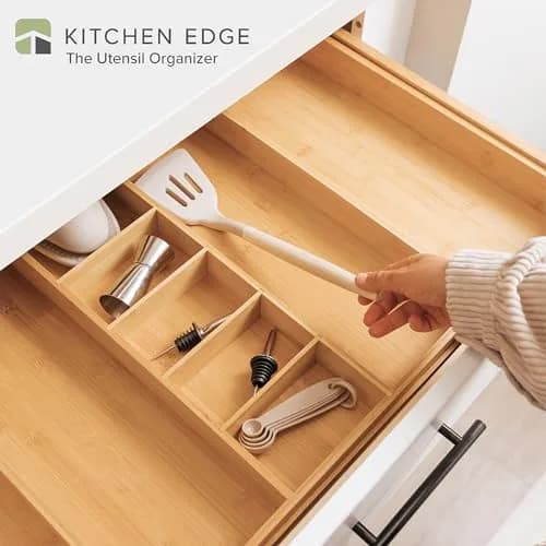 KitchenEdge Bamboo Utensil & Junk Drawer Organizer 19-33 in | Customizable, Expandable & Durable thumbnail 2