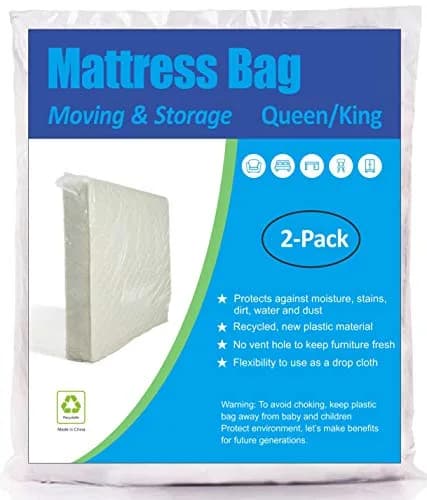 ComfortHome Queen/King Mattress Moving & Storage Bag 2-Pack | 1.5 Mil Thick Polyethylene, Fits Up to 14" Deep thumbnail 1