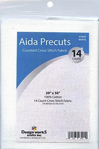Design Works Crafts 14 Count Aida Fabric 20" x 30" (50.8cm x 76.2cm) | Pre-Cut White Cotton for Cross Stitch thumbnail 1