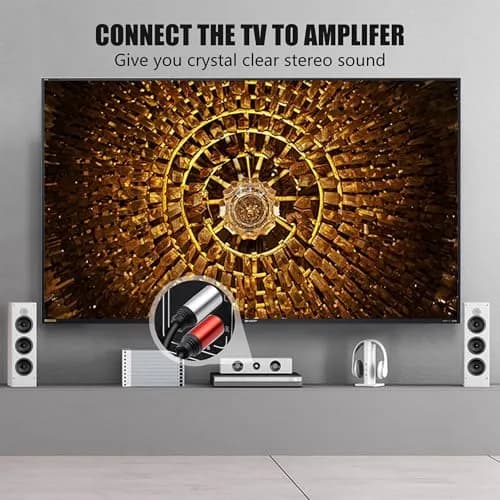 Tan QY 2 RCA to 2 RCA Audio Cable 5m (15ft) | Gold-Plated Connectors for Stereo Audio Transmission thumbnail 5