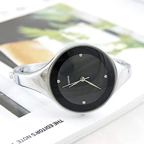 Weicam Women's Analog Quartz Watch | Black Crystal Cuff Bangle Watch (33mm Case) thumbnail 4