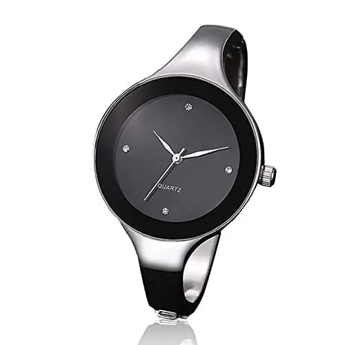 Weicam Women's Analog Quartz Watch | Black Crystal Cuff Bangle Watch (33mm Case) thumbnail 5
