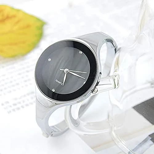 Weicam Women's Analog Quartz Watch | Black Crystal Cuff Bangle Watch (33mm Case) thumbnail 7