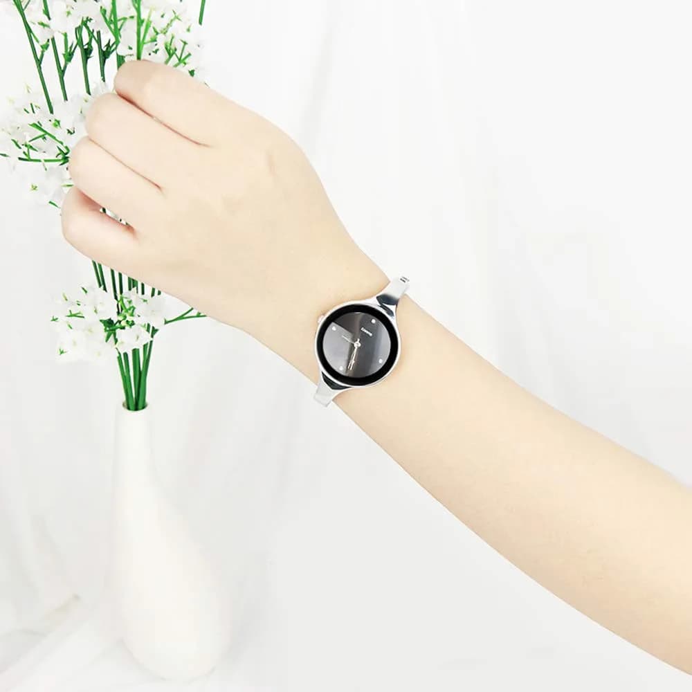 Weicam Women's Analog Quartz Watch | Black Crystal Cuff Bangle Watch (33mm Case) - view 2