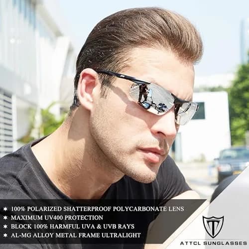 ATTCL Polarized Sports Sunglasses for Men | 64mm Lens Width thumbnail 2