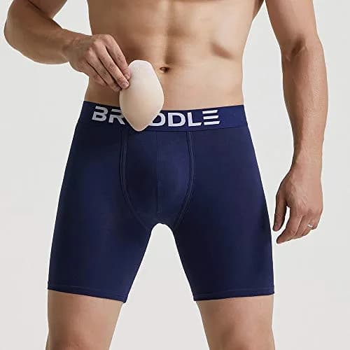 BRODDLE Men's Padded Boxer Briefs with Butt Enhancer — Navy Blue Large | Enhances Shape & Comfort thumbnail 4