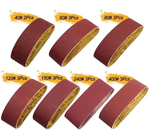 S SATC Sanding Belts 3x21 Inch Aluminum Oxide 20 PCS Assorted Grits | For Belt Sanders thumbnail 2