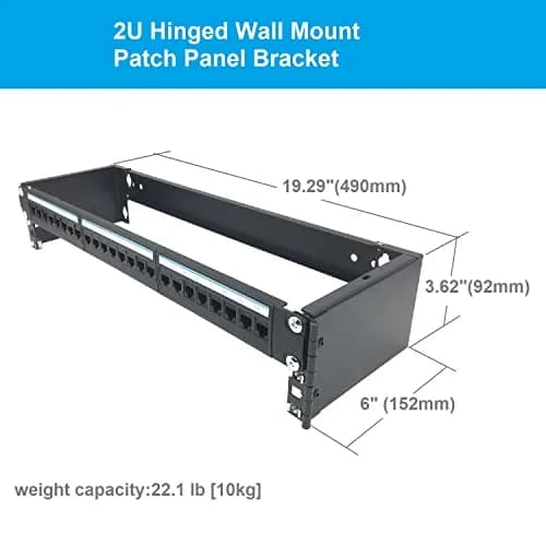 JINGCHENGMEI 2U 19-inch Hinged Wall Mount Patch Panel Bracket- 6-inch Deep | Easy Access & Maintenance (70-120 chars) thumbnail 5