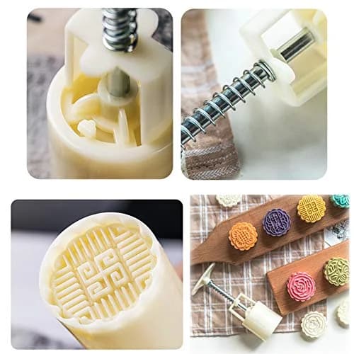 WeTop 6 PCS Round Moon Cake Mold Set 50g (1.8oz) | DIY Mid Autumn Festival Cookie Stamps thumbnail 4