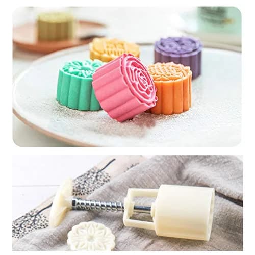 WeTop 6 PCS Round Moon Cake Mold Set 50g (1.8oz) | DIY Mid Autumn Festival Cookie Stamps thumbnail 8
