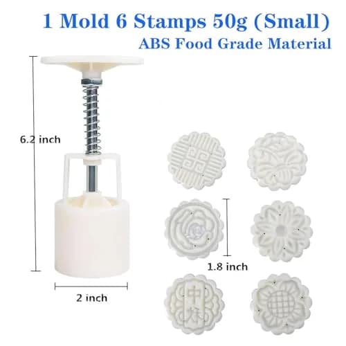 WeTop 6 PCS Round Moon Cake Mold Set 50g (1.8oz) | DIY Mid Autumn Festival Cookie Stamps thumbnail 2