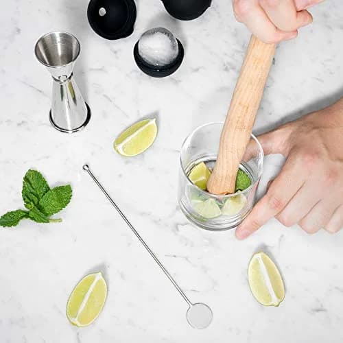 Viski 7-Piece Bartender Kit | Crystal Whiskey Glasses, Stainless Steel Jigger, Ice Molds & Muddler for Cocktails thumbnail 4