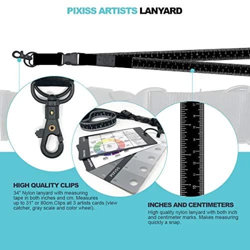 Pixiss Art Craft Kit | Artist Tools on Lanyard, Greyscale, Color Wheel, View Catcher (5x3") thumbnail 2