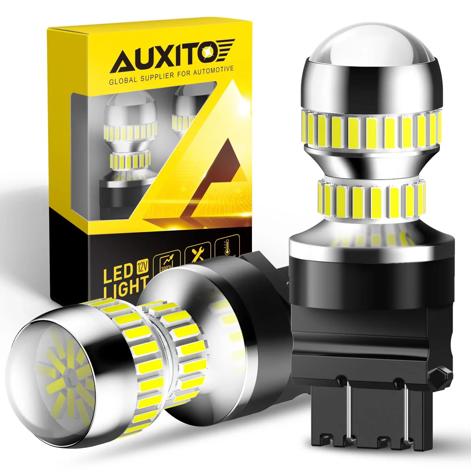 AUXITO 3157 LED White Bulbs (2-Pack) | 6000K Bright Backup Reverse Lights - main product image