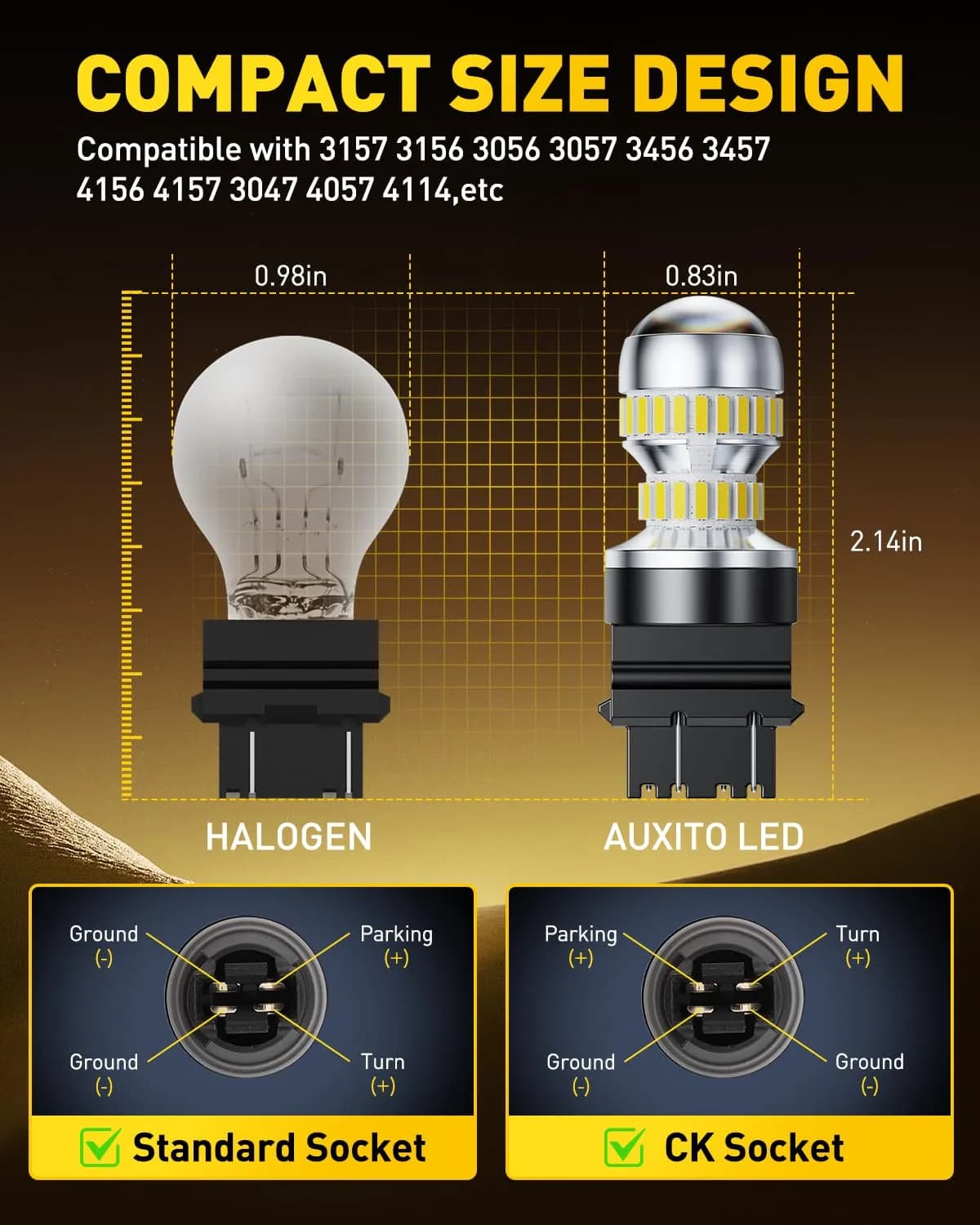 AUXITO 3157 LED White Bulbs (2-Pack) | 6000K Bright Backup Reverse Lights - view 6