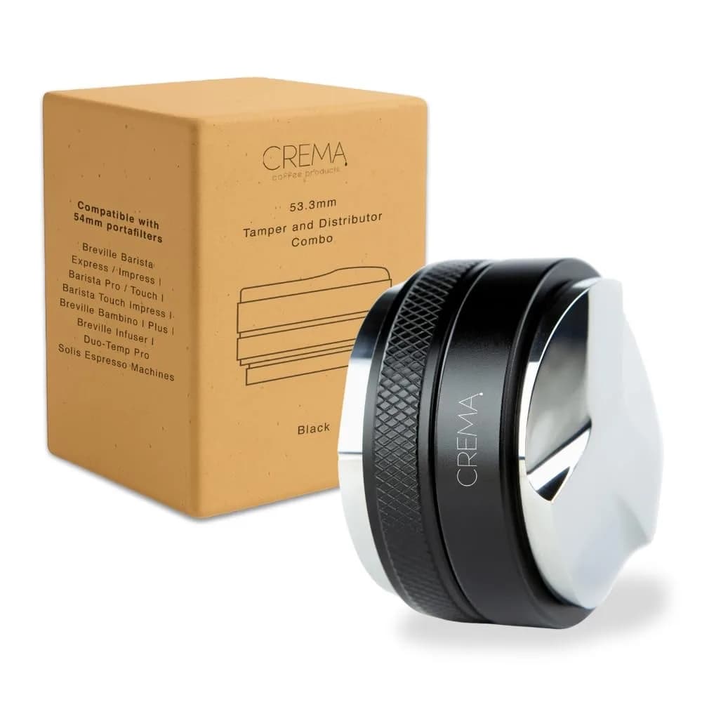 CREMA 53.3mm Coffee Distributor & Tamper | Adjustable Depth Tool | 53.3mm (2.1 inch) | Black - main product image