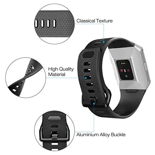 AIUNIT Replacement Band for Fitbit Ionic, Large Fuchsia TPU with Silver Buckle | Compatible with Fitbit Ionic Smart Watch thumbnail 3