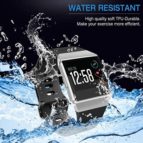 AIUNIT Replacement Band for Fitbit Ionic Smart Watch - Large (135-185mm) - Silver Buckle | Sport TPU Strap thumbnail 5