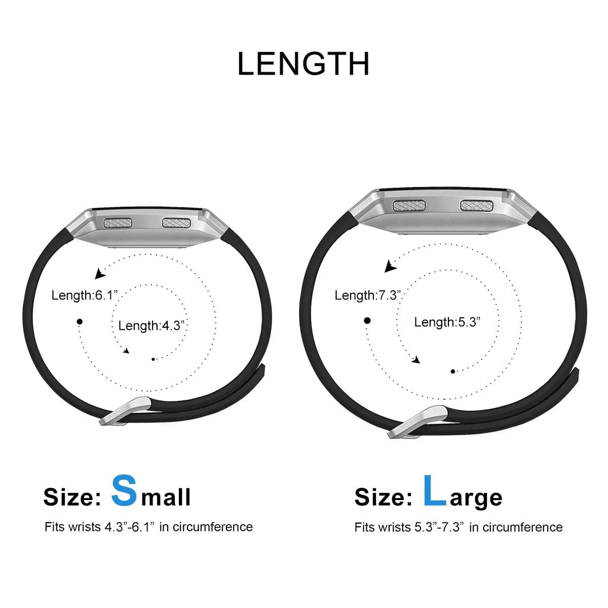 AIUNIT Replacement Band for Fitbit Ionic Smart Watch - Large (135-185mm) - Silver Buckle | Sport TPU Strap - view 7