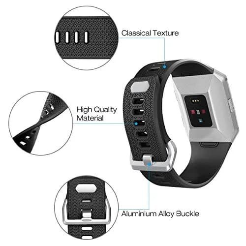 AIUNIT Replacement Band for Fitbit Ionic Smart Watch - Large (135-185mm) - Silver Buckle | Sport TPU Strap thumbnail 3