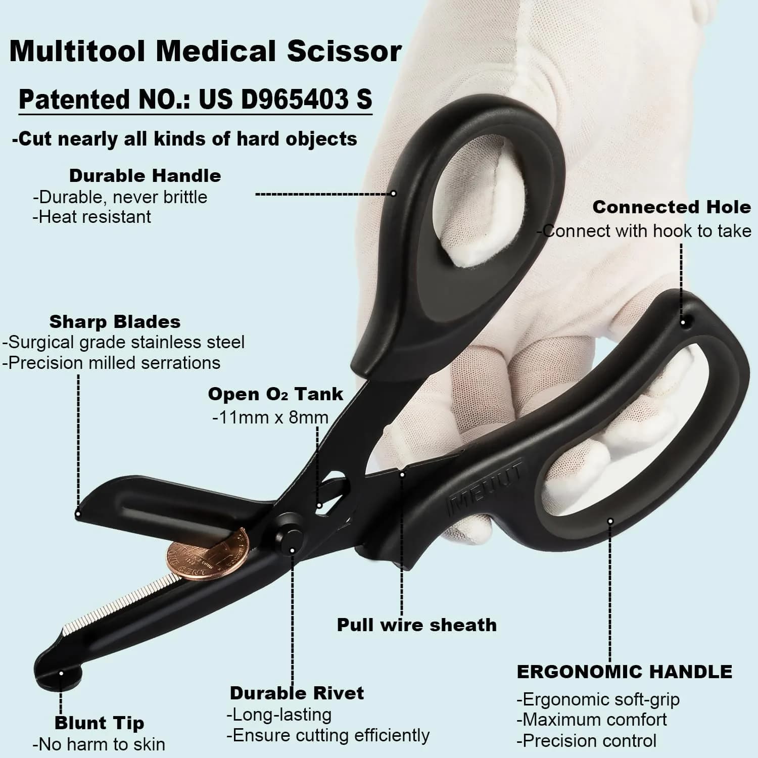 MEUUT 8-Inch Medical Trauma Shears (2-Pack) | Surgical Grade Stainless Steel EMT Scissors for Left & Right Hand - view 4