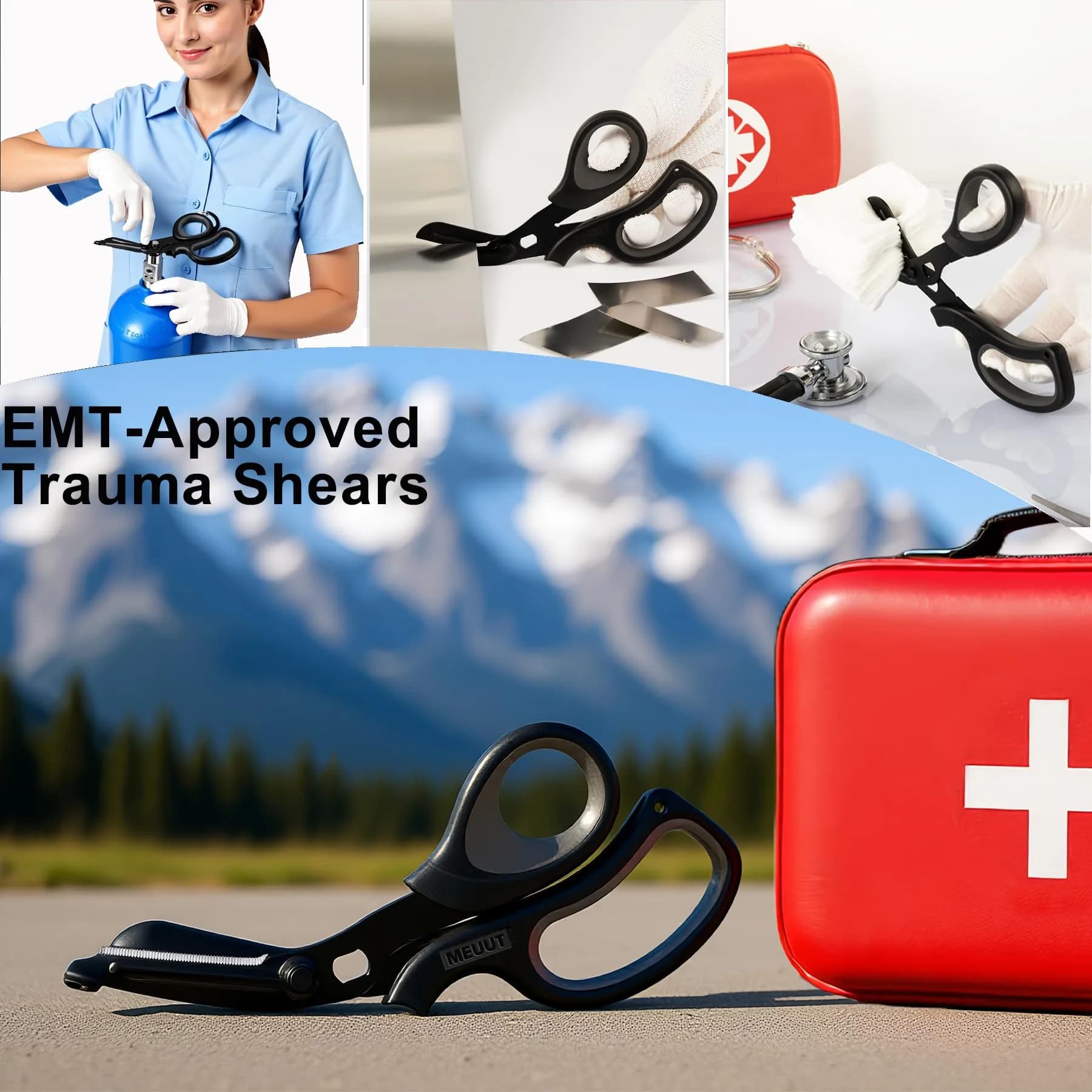 MEUUT 8-Inch Medical Trauma Shears (2-Pack) | Surgical Grade Stainless Steel EMT Scissors for Left & Right Hand - view 7