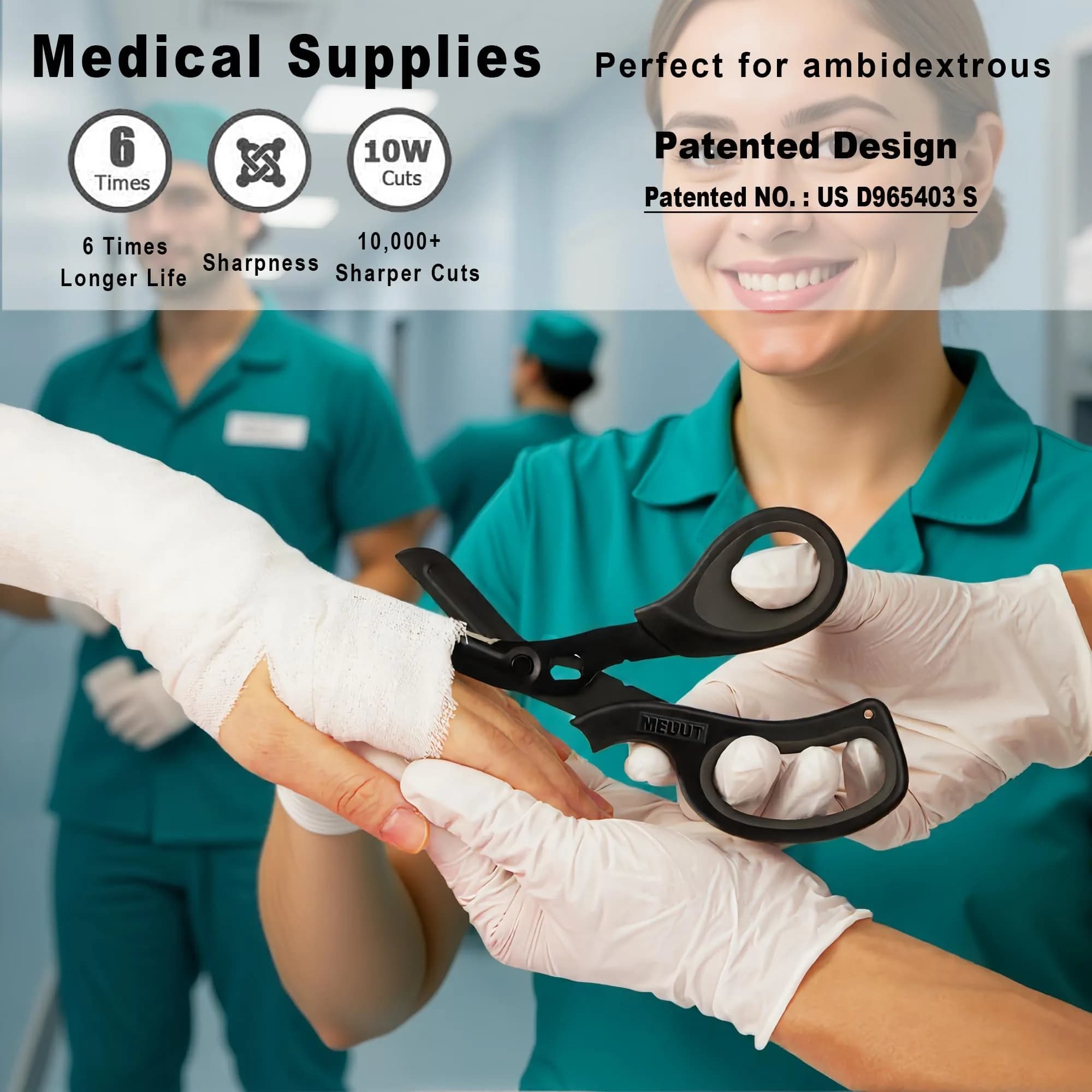 MEUUT 8-Inch Medical Trauma Shears (2-Pack) | Surgical Grade Stainless Steel EMT Scissors for Left & Right Hand - view 3