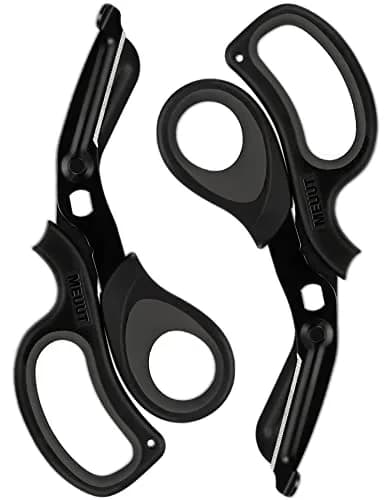MEUUT Medical Trauma Shears (2-Pack, 7.8 Inch) | Patented Stainless Steel with Oxygen Wrench — Black+black