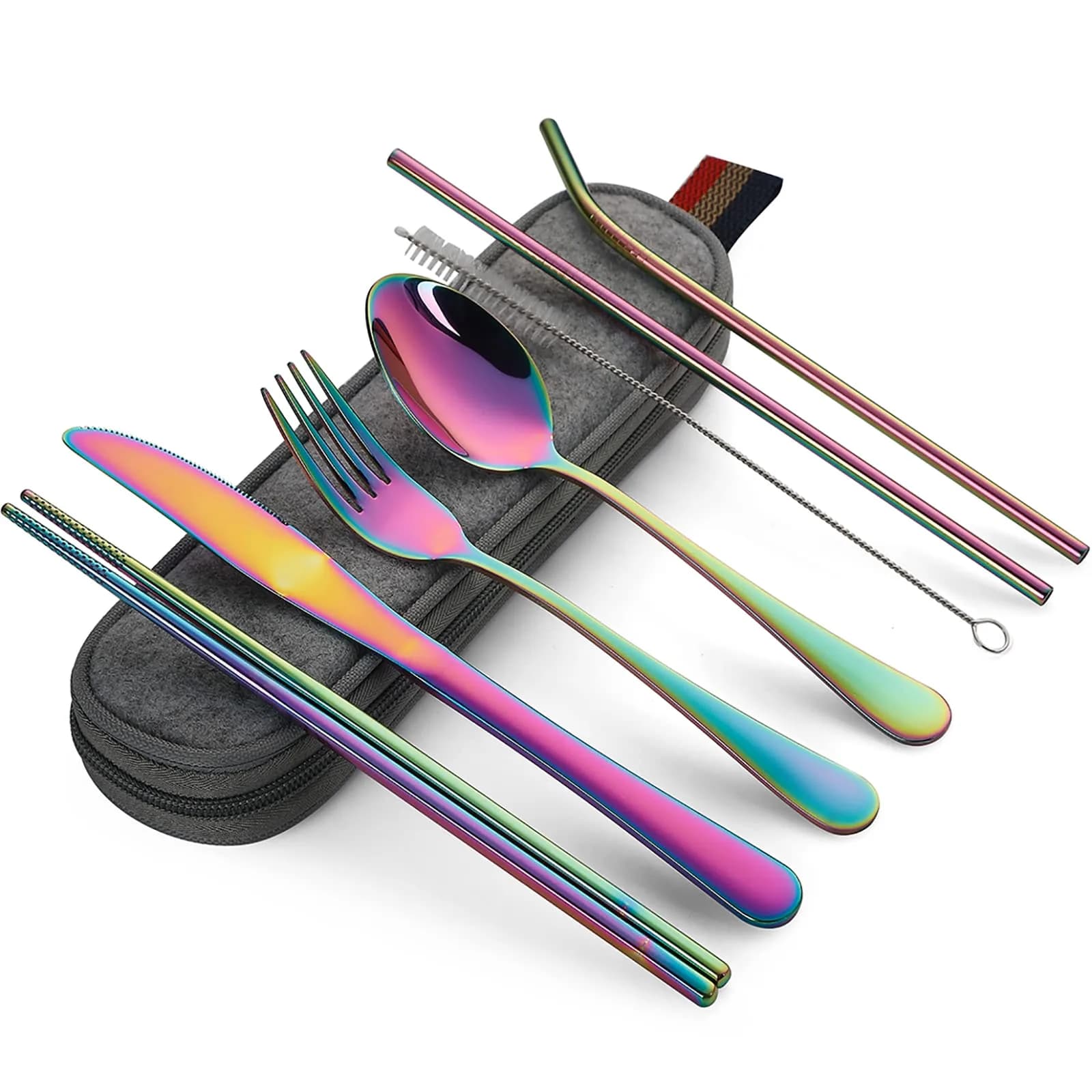 DEVICO Full-Size Travel Silverware Set with Case | Food-Grade Stainless Steel, Dishwasher Safe, Portable for Camping & Office - main product image
