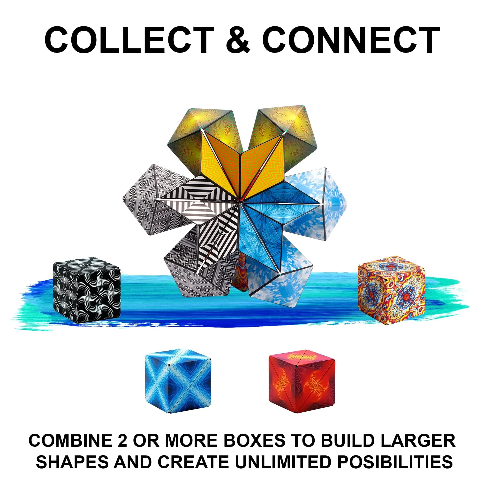 Shashibo Dodeca Blue Planet Sensory Fidget Toy | Transforms into 100+ Shapes - view 7