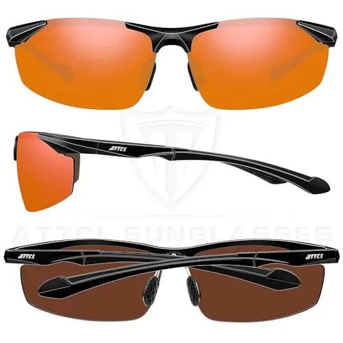 ATTCL Polarized UV Protection Sports Sunglasses for Men, Red/Mirrored Lens (64mm Lens Width) | Wrap-Around Design for Cycling & Driving thumbnail 3