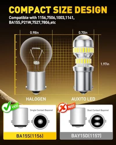 AUXITO 1156 LED Bulb White 6000K 1300LM 5.5W BA15S P21W (Pack of 2) | Brighter Backup & Tail Light Upgrade thumbnail 5