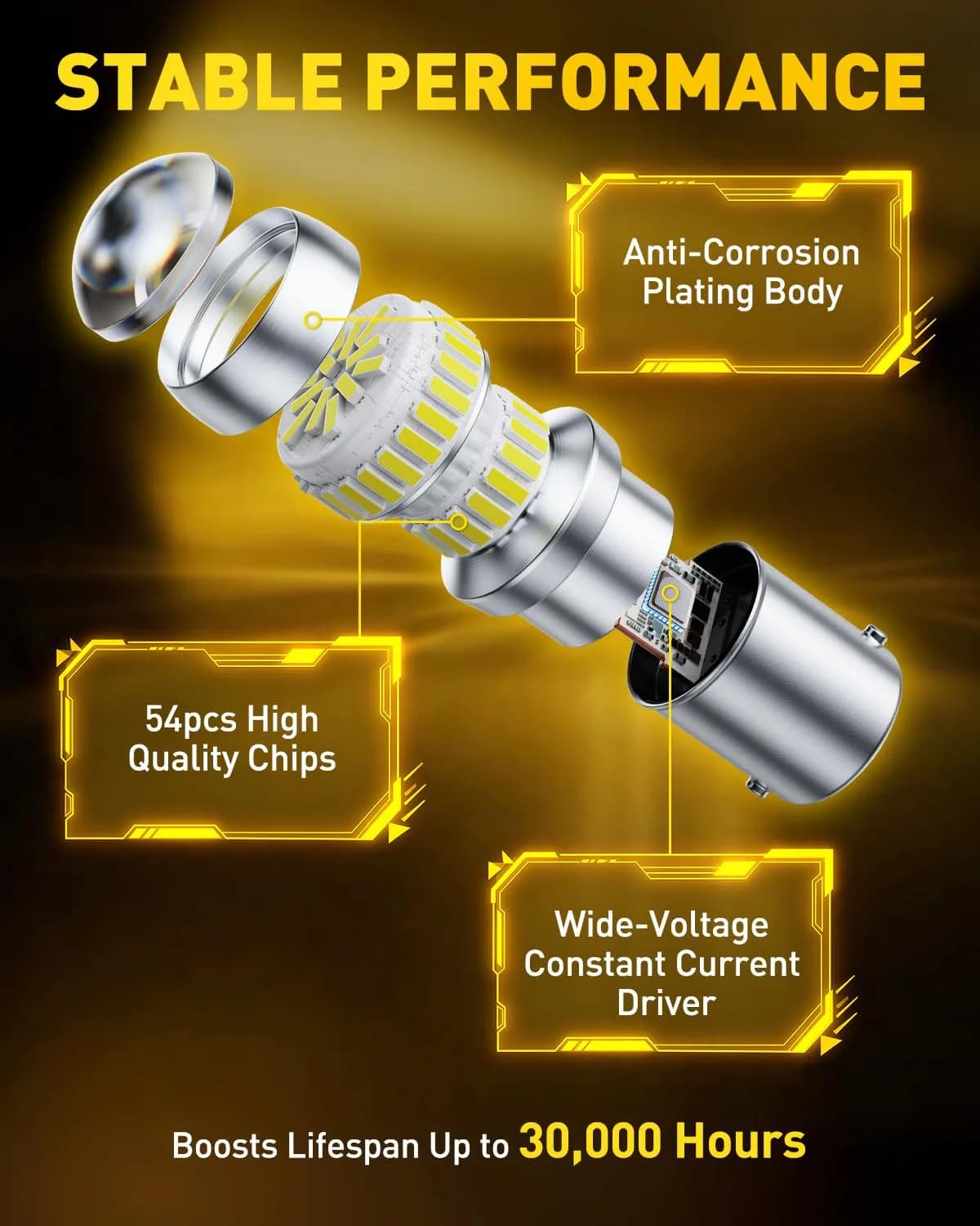 AUXITO 1156 LED Bulb White 6000K 1300LM 5.5W BA15S P21W (Pack of 2) | Brighter Backup & Tail Light Upgrade - view 6