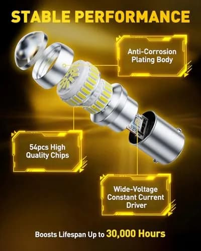 AUXITO 1156 LED Bulb White 6000K 1300LM 5.5W BA15S P21W (Pack of 2) | Brighter Backup & Tail Light Upgrade thumbnail 6