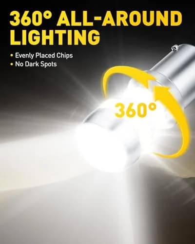 AUXITO 1156 LED Bulb White 6000K 1300LM 5.5W BA15S P21W (Pack of 2) | Brighter Backup & Tail Light Upgrade thumbnail 3