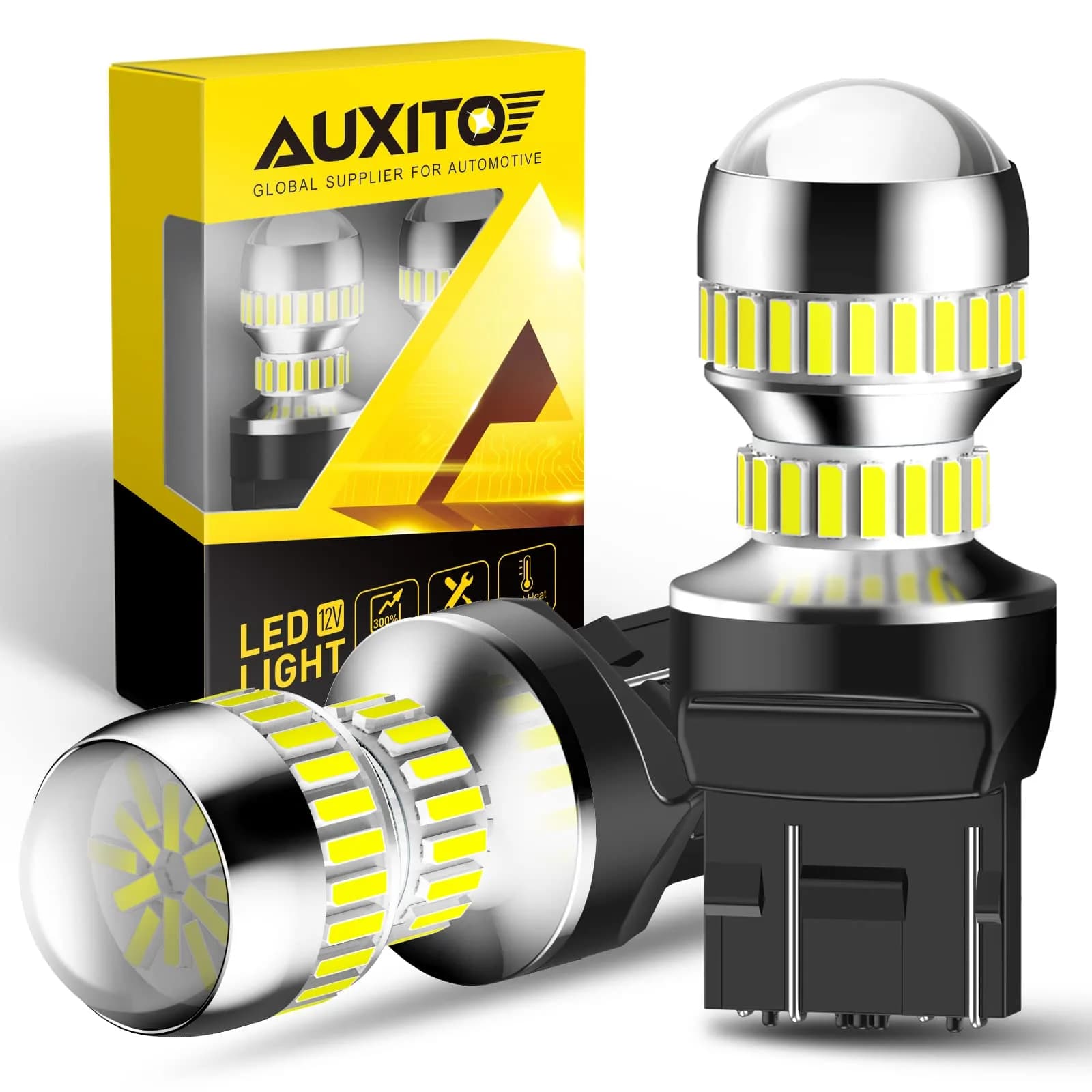 AUXITO 7443 LED Bulbs for Reverse Lights Brake Tail Lights 6000K White (2-Pack, 1300LM per bulb) | Brighter, Energy-Saving Replacement