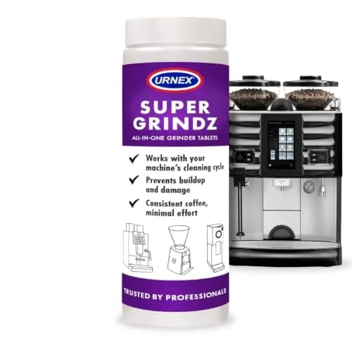 Urnex SuperGrindz Grinder Cleaning Tablets, 11.6 oz Bottle | Food-Safe, Natural Coffee Grinder Cleaner thumbnail 1