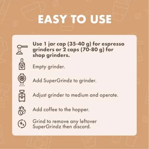 Urnex SuperGrindz Grinder Cleaning Tablets, 11.6 oz Bottle | Food-Safe, Natural Coffee Grinder Cleaner thumbnail 4