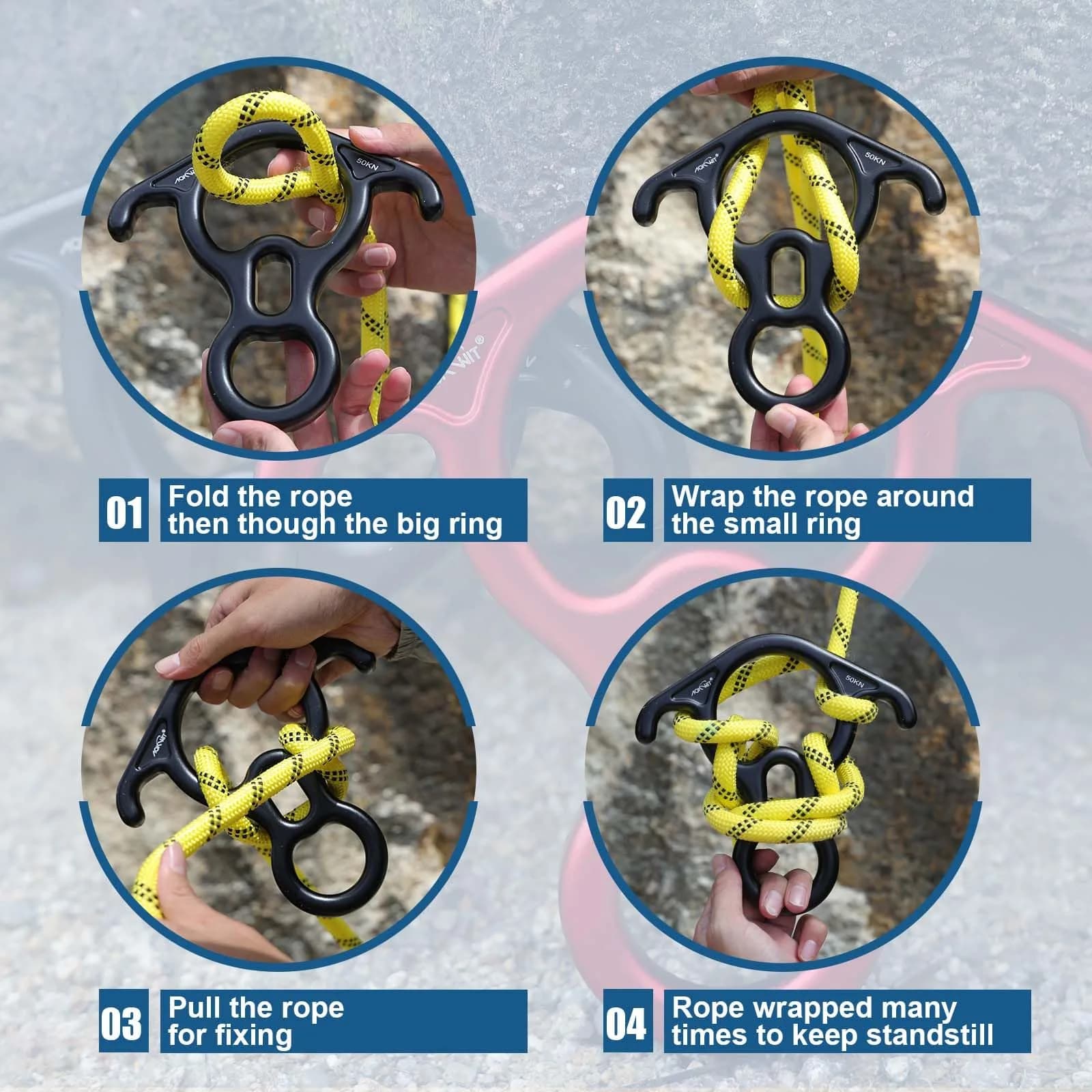 AOKWIT 50KN Rescue Figure 8 Descender 282g (9.9 oz) | Bent-Ear Belay Device for Climbing & Rescue - view 3