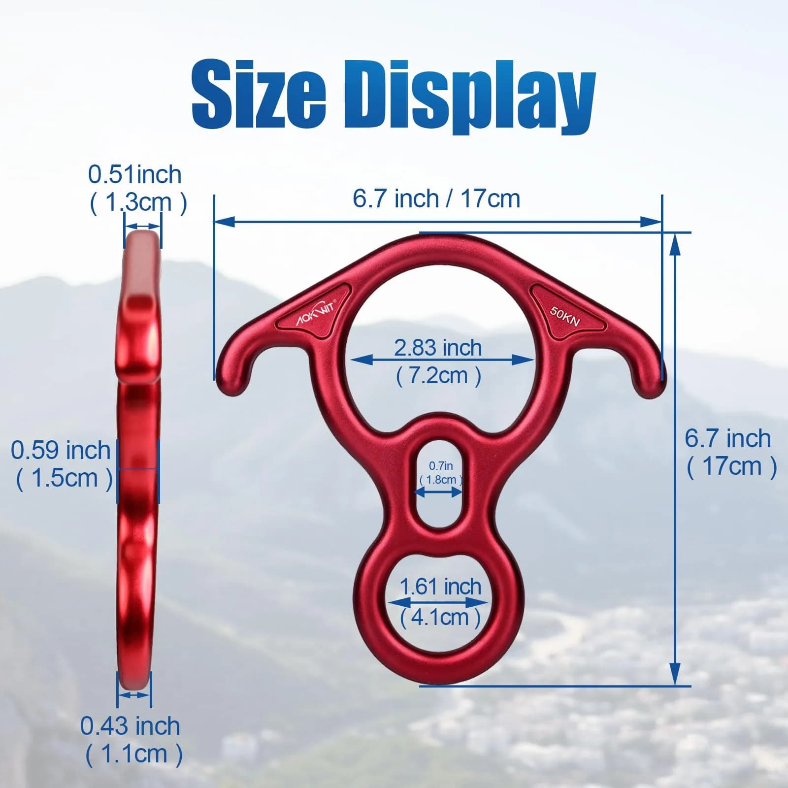 AOKWIT 50KN Rescue Figure 8 Descender 282g (9.9 oz) | Bent-Ear Belay Device for Rock Climbing & Rescue - view 8