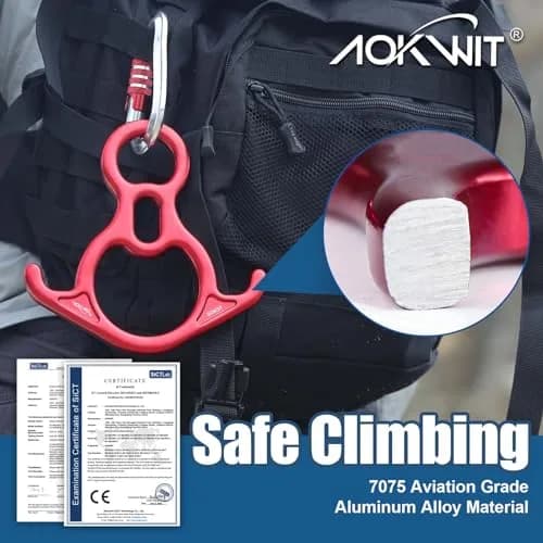 AOKWIT 50KN Rescue Figure 8 Descender 282g (9.9 oz) | Bent-Ear Belay Device for Rock Climbing & Rescue thumbnail 2
