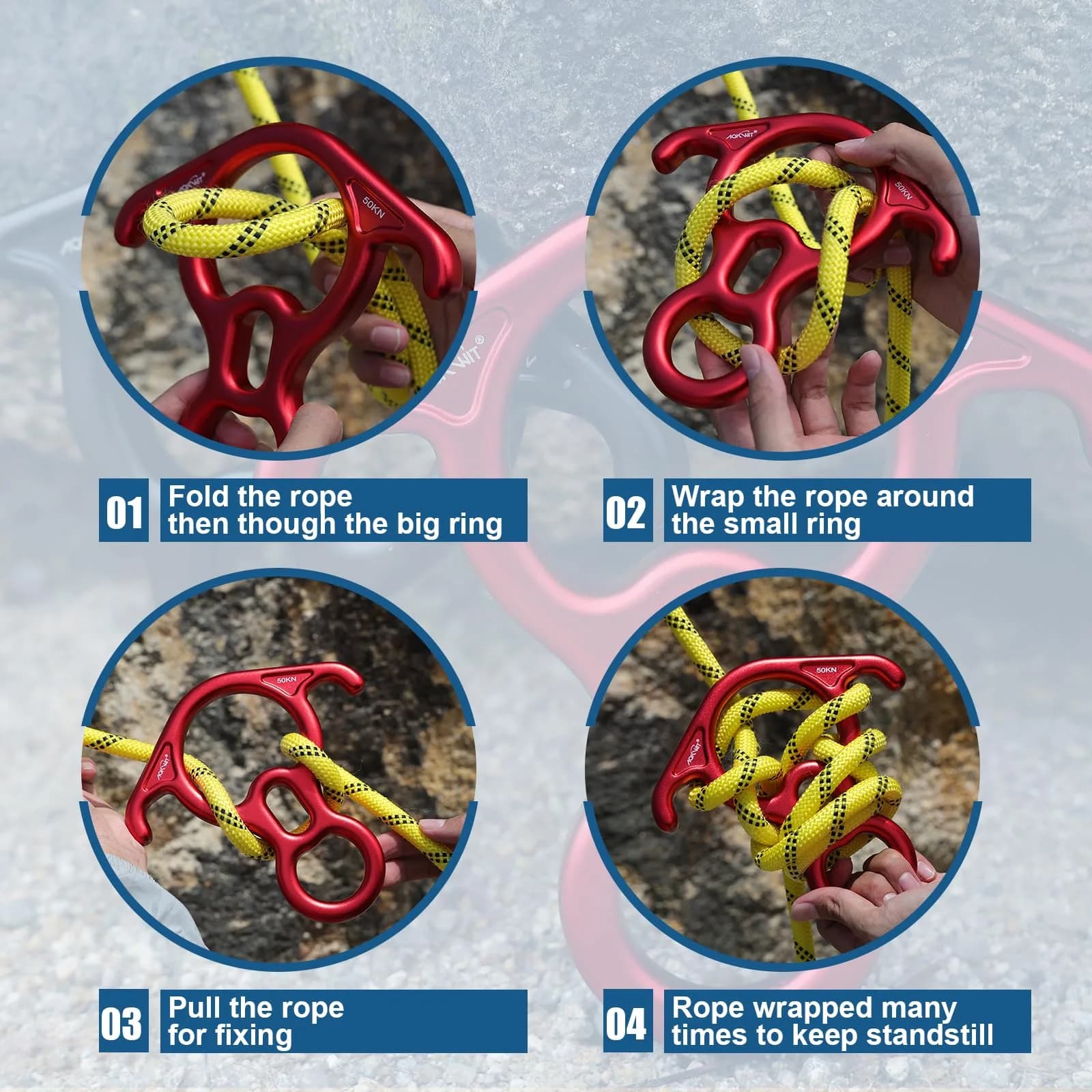 AOKWIT 50KN Rescue Figure 8 Descender 282g (9.9 oz) | Bent-Ear Belay Device for Rock Climbing & Rescue - view 3