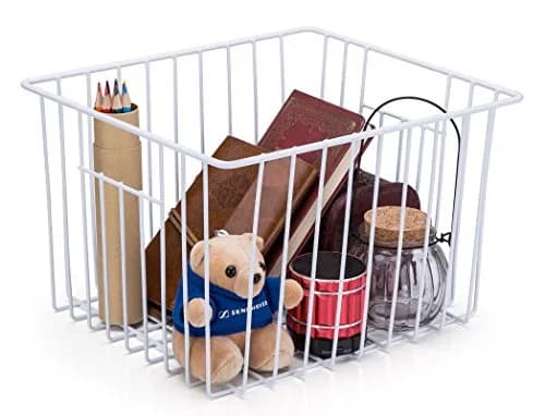 Slideep Freezer Baskets Storage Basket Organizers 11"L x 10"W x 5.5"H | Deep Wire Farmhouse Bins with Handles (4 Pack) thumbnail 3