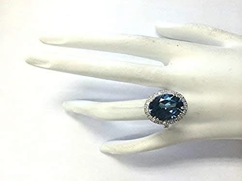 Lzz Sterling Silver Blue Topaz Ring | Elegant Oval Cut Statement Jewelry Size 9 thumbnail 4