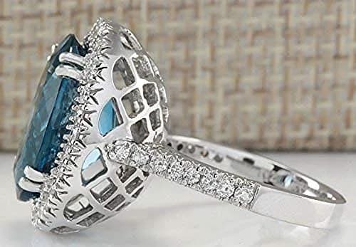 Lzz Sterling Silver Blue Topaz Ring | Elegant Oval Cut Statement Jewelry Size 9 thumbnail 2