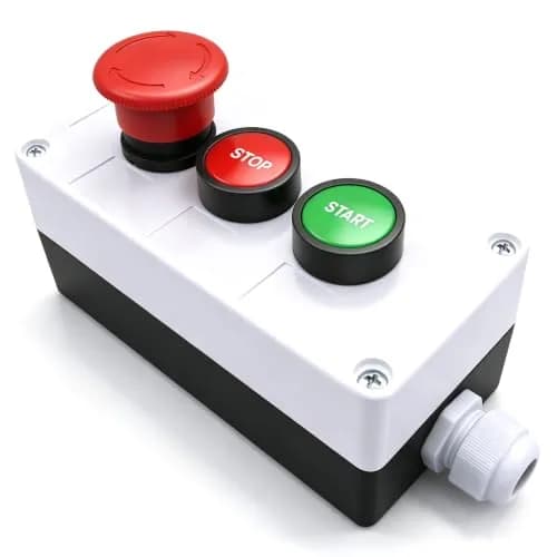 mxuteuk Red Electronic Switch with Emergency Stop & Momentary Start/Stop Buttons | 1NC 1NO Panel Mount thumbnail 1
