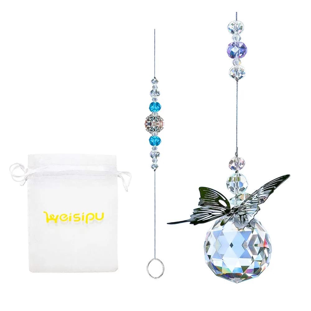 WEISIPU Crystal Hanging Decorations - Butterfly Suncatchers 1.2 inch | Rainbow Prism Rainbows in Sunlight - view 7
